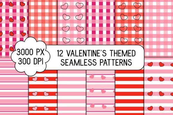 12 Valentine Seamless Patterns JPG