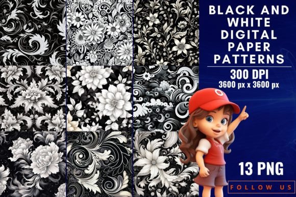 Black and White Digital Paper Patterns: Enhancing Creativity with Timeless Design