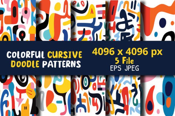 Colorful Cursive Doodle Patterns