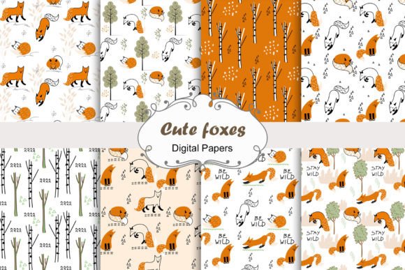 Cute Foxes. Seamless Patterns.