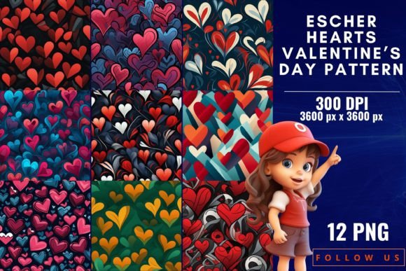 Escher Hearts Valentine’s Day Patterns