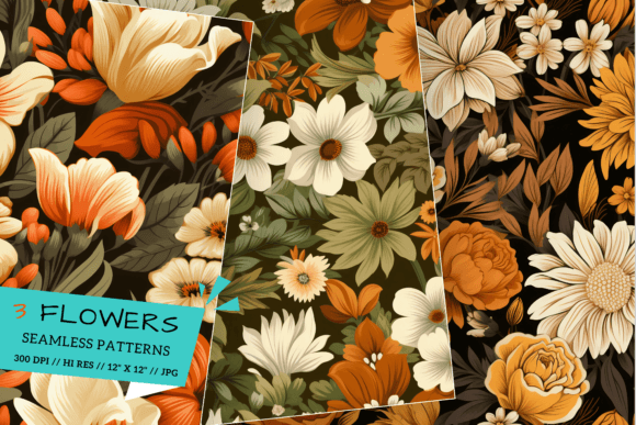 Floral Seamless Patterns and Retro Designs