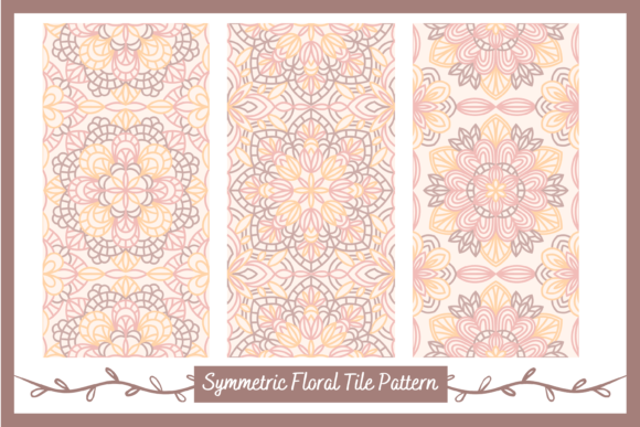 Geometric Symmetric Floral Tile Patterns