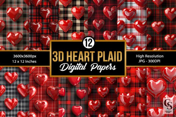 Hearts 3D Plaid Seamless Patterns: A Versatile Design Asset for Creative and Professional Projects
