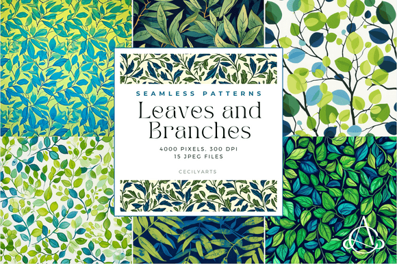 Leaves and Branches Seamless Patterns