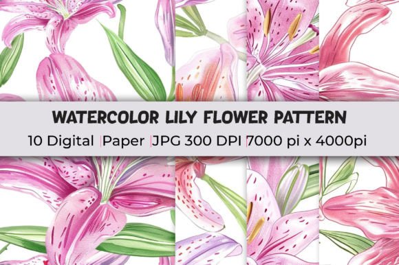 Lily Flower Floral Patterns Watercolor