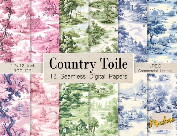 Pastel English Toile Seamless Patterns