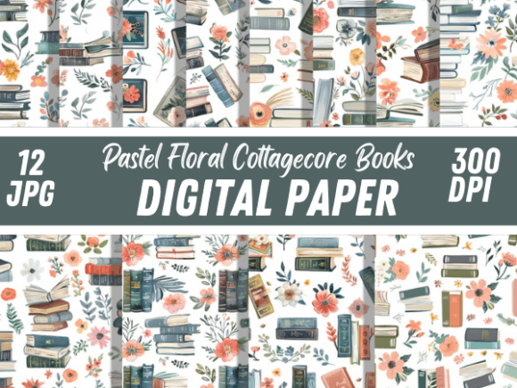 Pastel Floral Cottagecore Books Patterns