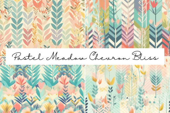 Pastel Meadow Chevron Seamless Patterns