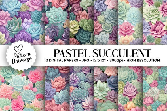 Pastel Succulent Seamless Patterns: A Versatile Design Asset for Creative Projects