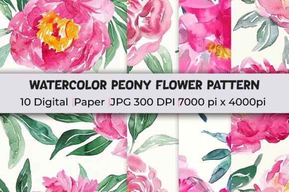 Peony Floral Flower Patterns Watercolor: A Versatile Design Resource for Creatives