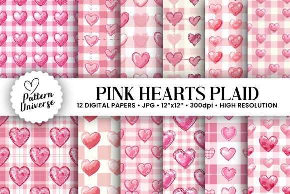 Pink Hearts Plaid Seamless Patterns: A Versatile Design Asset for Creative Projects
