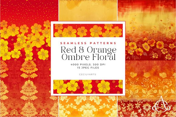 Red and Orange Ombre Seamless Patterns