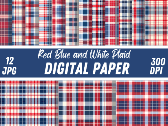 Red Blue White Plaid Papers Patterns