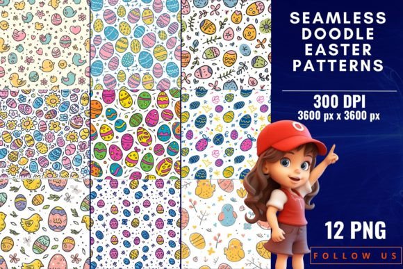 Seamless Doodle Easter Patterns: A Whimsical Design Resource for Creative Projects
