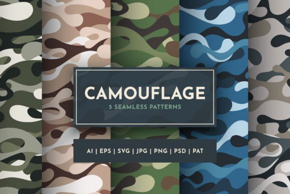 Set 5 Seamless Camouflage Patterns: A Versatile Resource for Designers and Printers