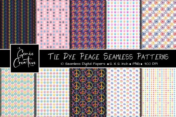 Tie Dye Peace Seamless Patterns Set for Creative Projects