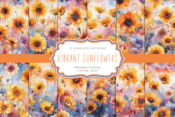 Vibrant Sunflowers Seamless Patterns