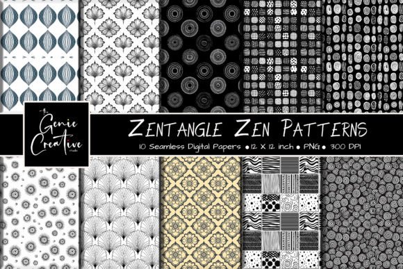 Zen Tangle Zen Seamless Patterns Set